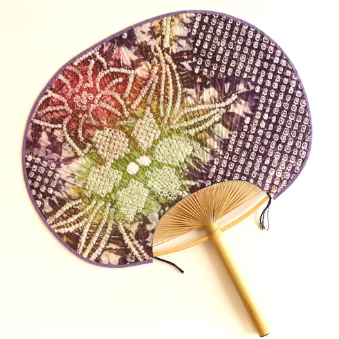【絞り】房州うちわ 特大和型「紫花」